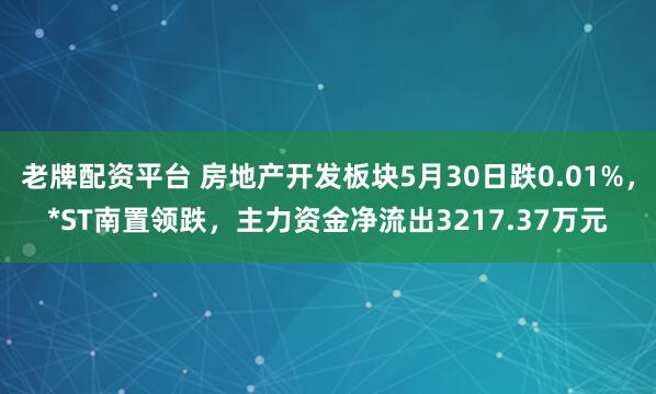 老牌配资平台 房地产开发板块5月30日跌0.01%，*ST南置领跌，主力资金净流出3217.37万元