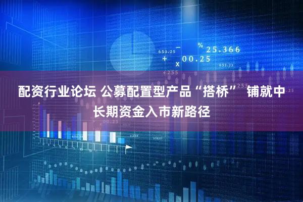 配资行业论坛 公募配置型产品“搭桥”  铺就中长期资金入市新路径